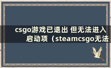 csgo游戏已退出 但无法进入启动项（steamcsgo无法退出）